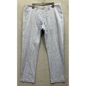 J. Crew The Sutton Casual Pants Mens Linen Cotton Blend Blue Size 36X32